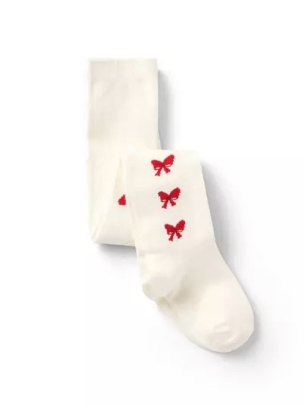 Janie and Jack Tights with Red Bow Embroidery